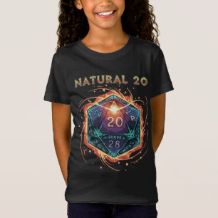 Natural 20 Flaming D20 Dice   Epic D&D Critical  T-Shirt