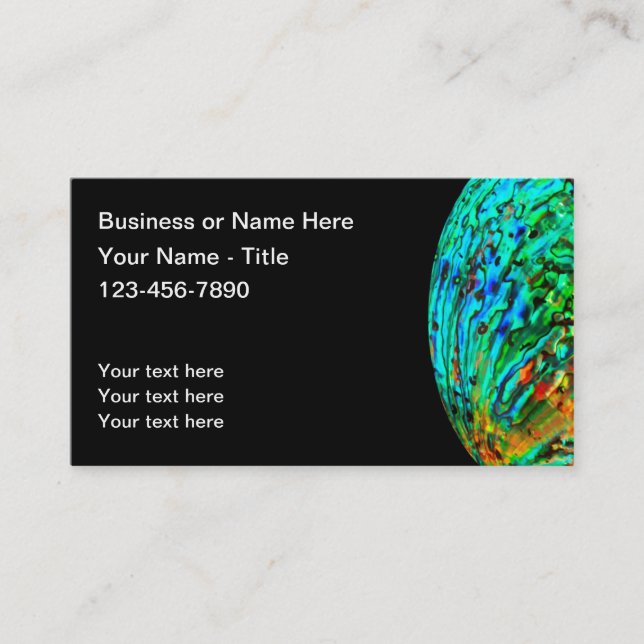 Natural Abalone Seashell Design  Business Card (Front)