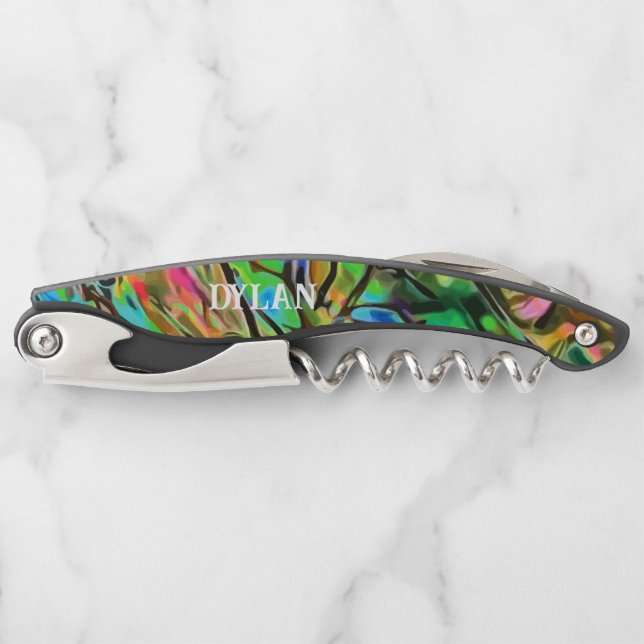 Natural Abalone Shell Paua Personalised   Corkscrew (Front)