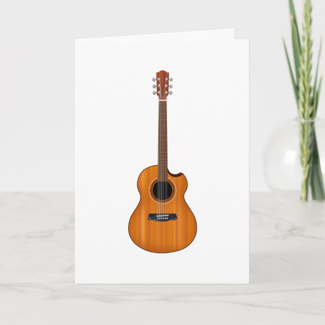 Natural Acoustic Guitar Folded Greeting Card (Front)