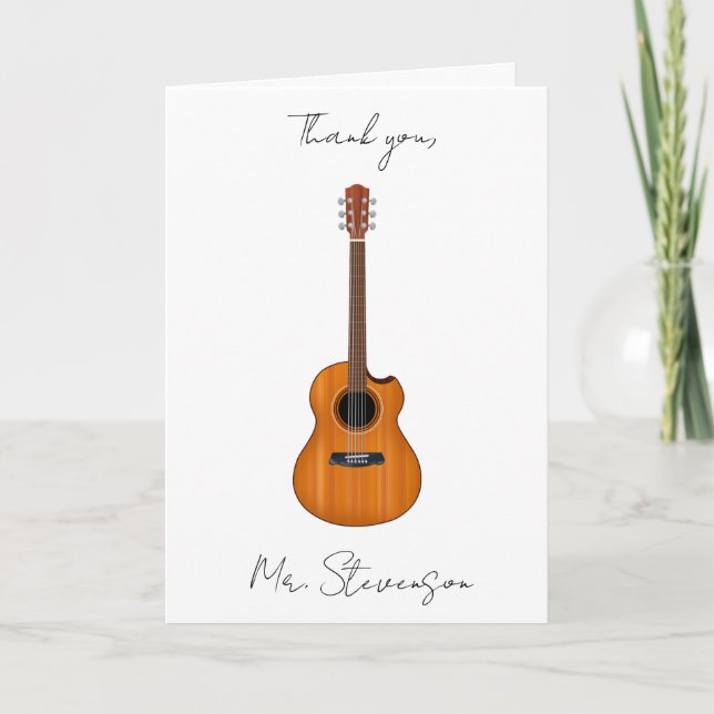 Natural Acoustic Guitar Folded Greeting Card (Front)