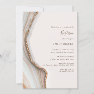 Natural Agate Marble Baptism Invitation
