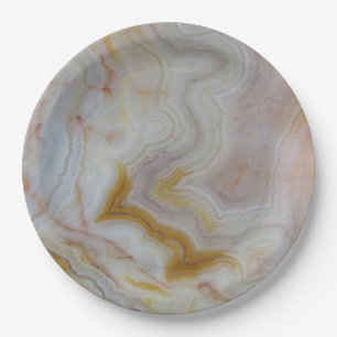 Natural Agate Stone, Authentic Colors and Design Paper Plate