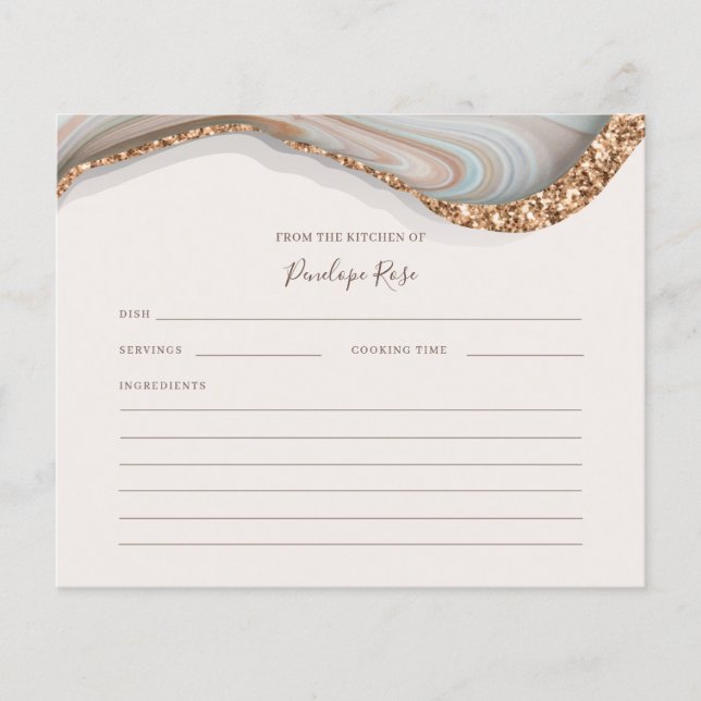Natural Agate Stone Name Recipe Card (Front)