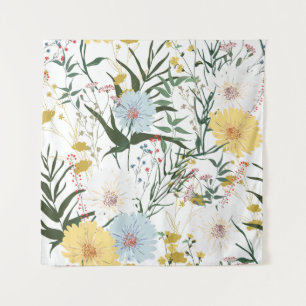Natural and botanical decor l Green l White Tapestry