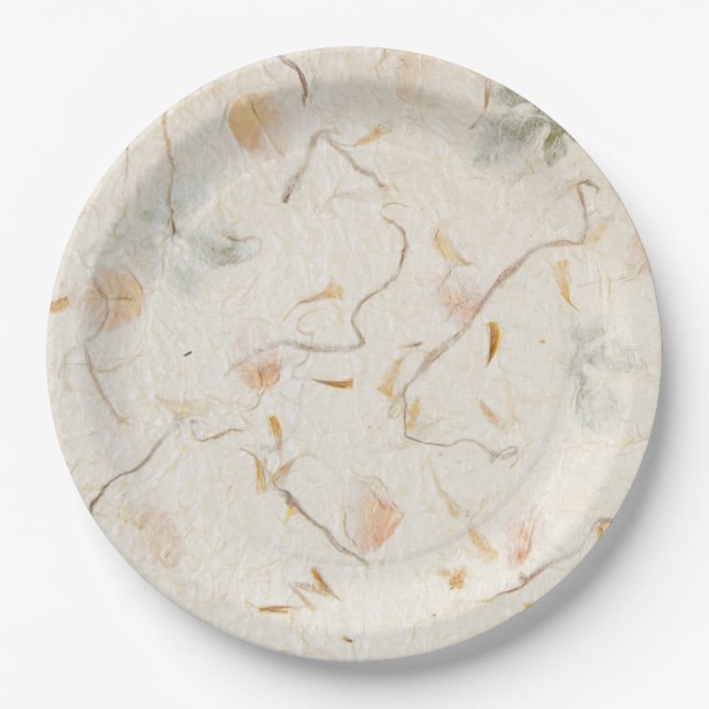 Natural and botanical kraft paper background party paper plate (Front)