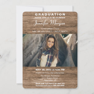 Natural and Stylish Photo Graduation Invitation