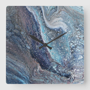 Natural Attraction 1 Blue Fluid Abstract Clock