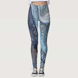 Natural Attraction 1 Blue Fluid Abstract Leggings