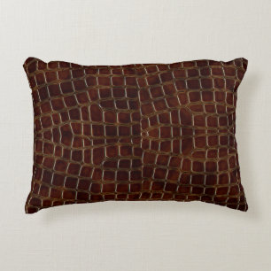 Natural background of lacquered brown crocodile le decorative cushion