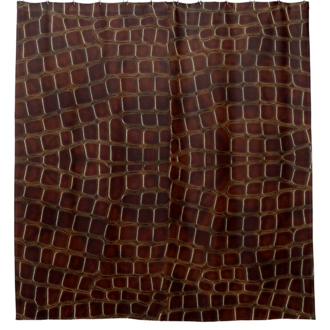 Natural background of lacquered brown crocodile le shower curtain (Front)