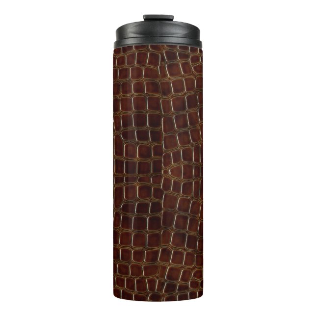 Natural background of lacquered brown crocodile le thermal tumbler (Front)