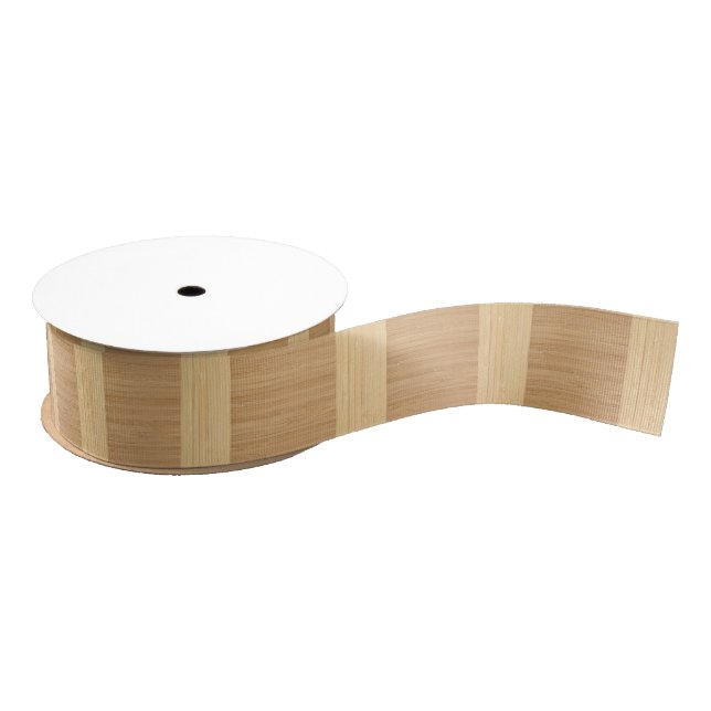 Natural Bamboo Border Wood Grain Look Grosgrain Ribbon (Spool)