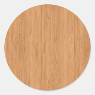 Natural Bamboo Wood Grain Look Classic Round Sticker