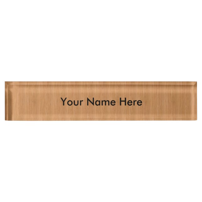 Natural Bamboo Wood Grain Look Nameplate (Front)