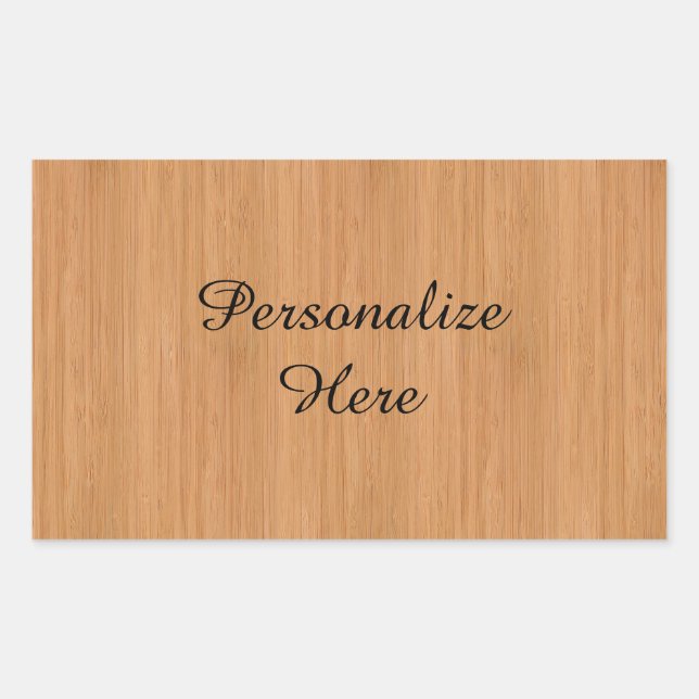 Natural Bamboo Wood Grain Look Rectangular Sticker (Front)