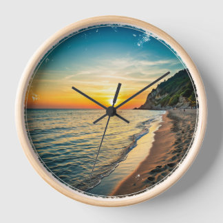 Natural beach scene with Italian sunset colour Clock