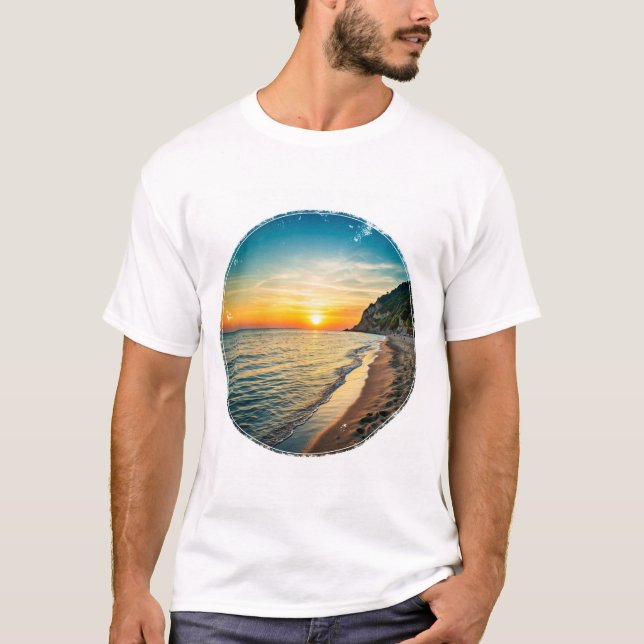 Natural beach scene with Italian sunset colour  T-Shirt (Front)