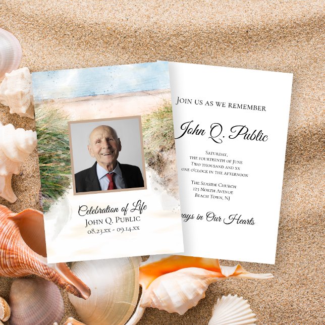 Natural Beach Watercolor Celebration of Life Invitation (Creator Uploaded)