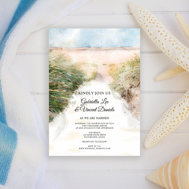 Natural Beach Wedding Invitation (Invite guests to your destination marriage ceremony with the Natural Beach Wedding Invitation.)