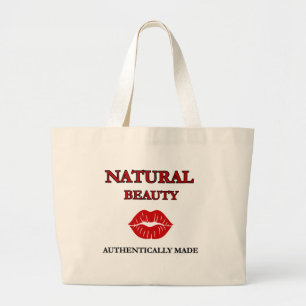 NATURAL BEAUTY COTTON MOTIVATIONAL BEACH SHOPPING LARGE TOTE BAG
