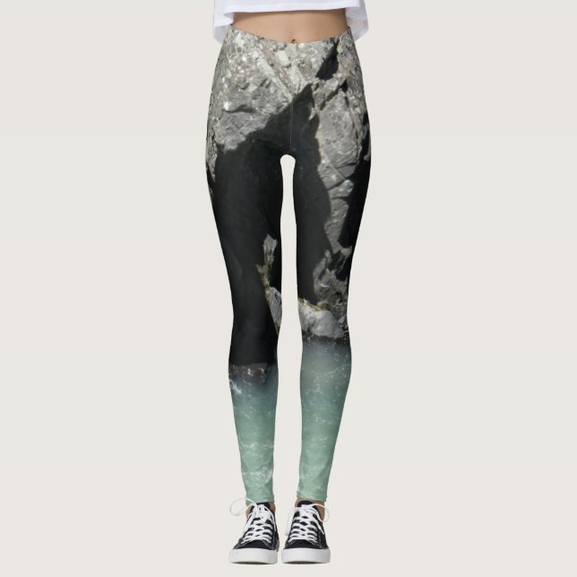 Natural Beauty Pale Green River Granite Leggings (Front)