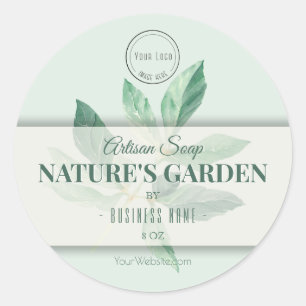 Natural beauty product soap label green leaf