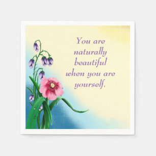 Natural Beauty Quote with Pink & Purple Flowers Napkin