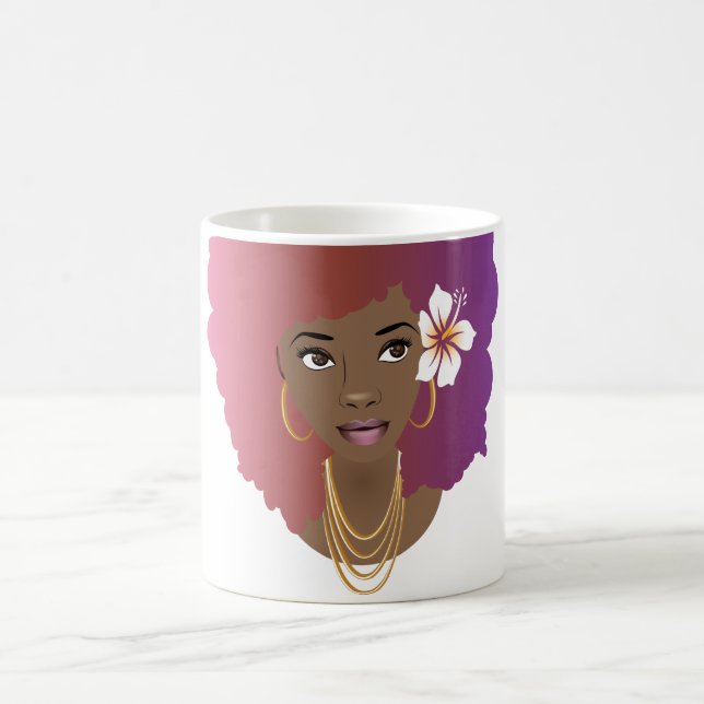 Natural Beauty w/ Afro, Pink & Purple Gradient Coffee Mug (Center)