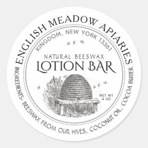 Natural Beeswax Custom Lotion Bar Label White