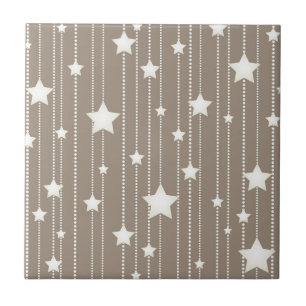 Natural beige and white star garland stripes tile