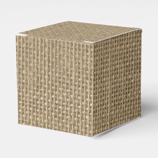 Natural Beige Burlap Favour Box (Front Side)