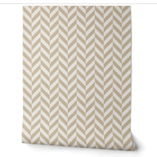 Natural Beige Classic Herringbone Twill Wallpaper