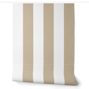 Natural Beige Classic Vertical Cabana Stripe Wallpaper