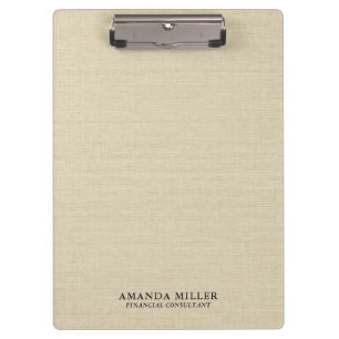 Natural Beige Linen Fabric With Grey Typography 3 Clipboard