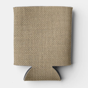 Natural Beige Tan Jute Burlap-Rustic Cabin Wedding Can Cooler