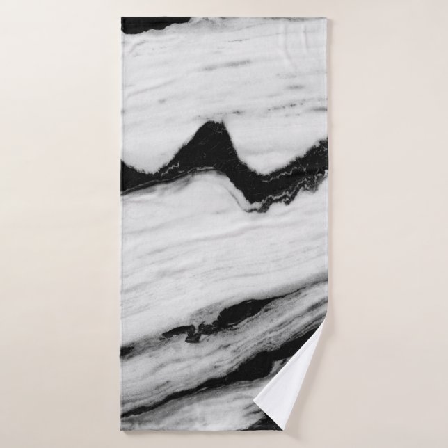 natural black and white marble texture, luxurious  bath towel (Bath Towel)