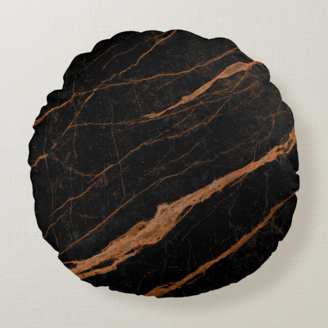 natural black emperador marble texture background  round cushion (Front)