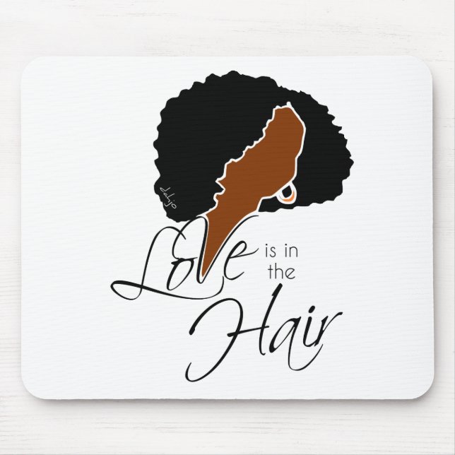 Natural Black Hair | Love is in the Hair Mouse Mat (Front)