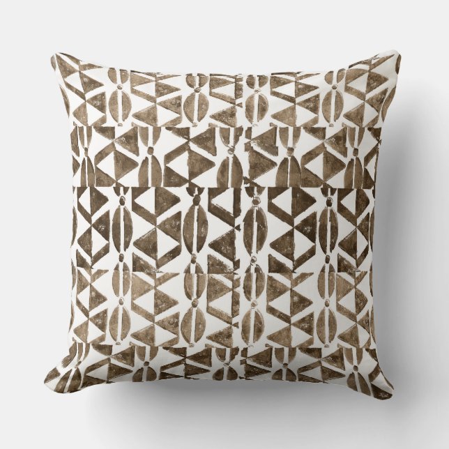 Natural Block Print Tribal Pattern Cushion (Front)