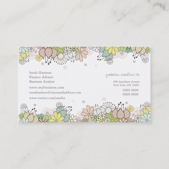 Natural Blossoms Elegant Custom Business Card (Back)