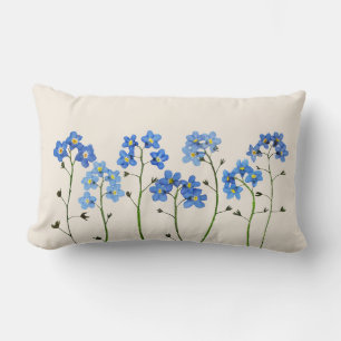 Natural Blue Pressed forget-me-not Flowers Cushion