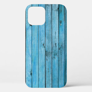 Natural blue wood, textured background. iPhone 12 case