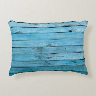Natural blue wood, textured background. decorative cushion