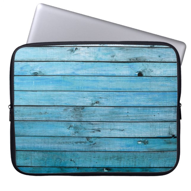 Natural blue wood, textured background. laptop sleeve (Front)