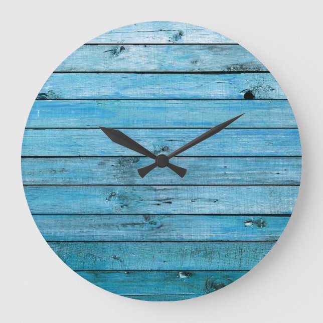 Natural blue wood, textured background. large clock (Front)