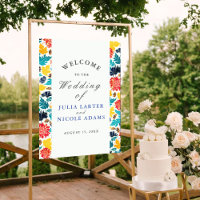 Natural Blue Yellow Watercolor Sunflowers Wedding