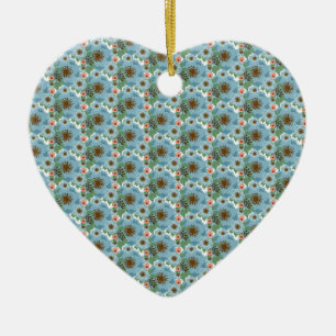 Natural Bohemian Pink Blue Flowers Green Leaves Ceramic Tree Decoration