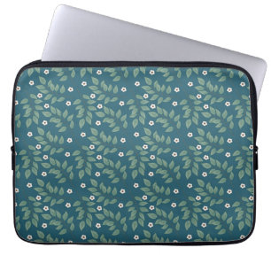 Natural Bohemian White Flowers Leaves Branches Laptop Sleeve