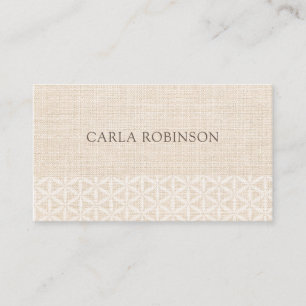 Natural Boho chic, Beige & White, Flower of life Business Card